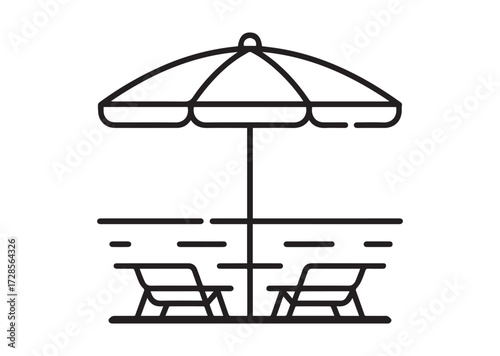 Beach umbrella line art vector