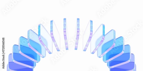 Abstract background design, composition with glass shapes, 3d render