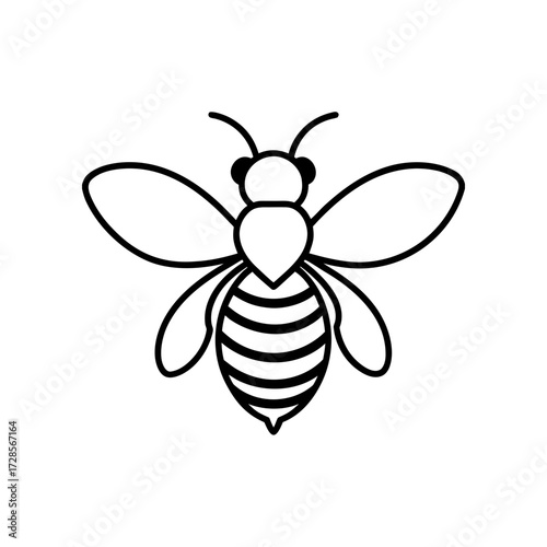 Simple outline of a bee on transparent background