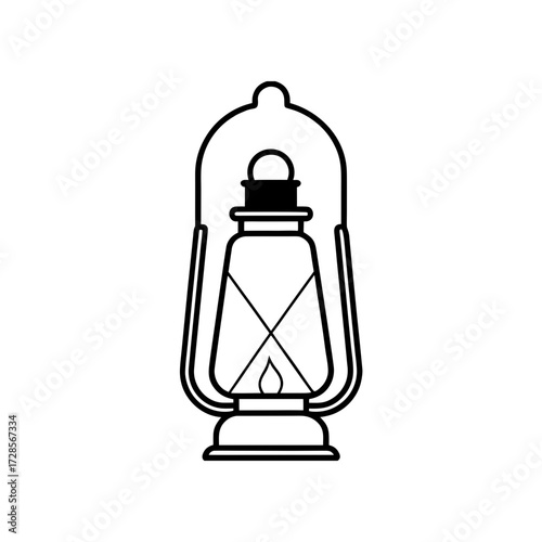 Outline of an old lantern on transparent background