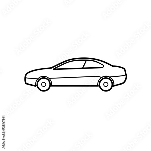 Outline drawing of a car on transparent background