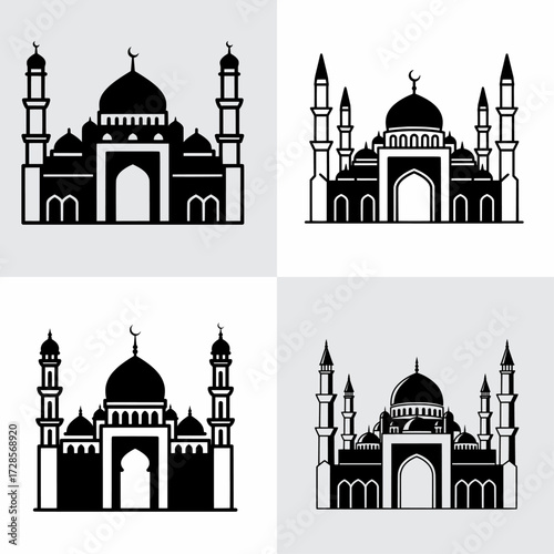 Mosque Silhouettes and Line Art