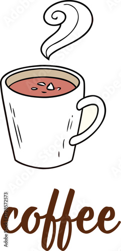 Minimalist Outline Drawing Logo Featuring Coffee and Tea Icons 