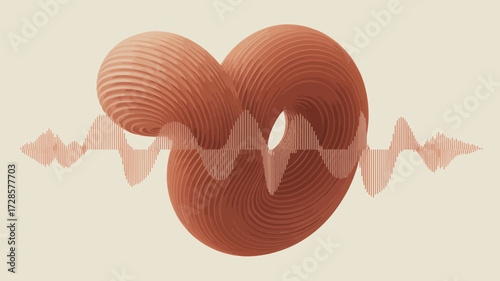 Abstract organic sculpture with undulating wave pattern in warm earthy tones against a neutral background