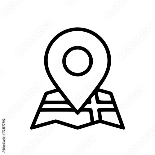 Location pin icon on top of a folded map illustration  