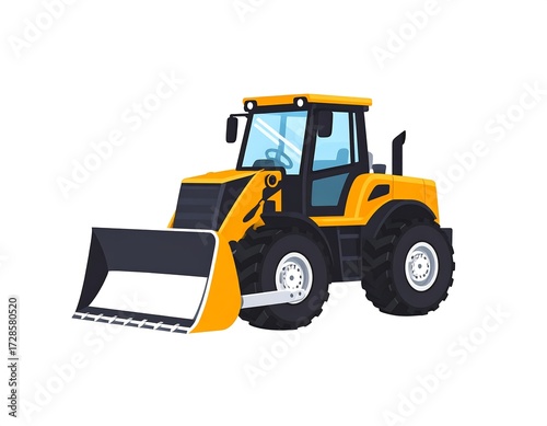 Yellow tractor with black scoop