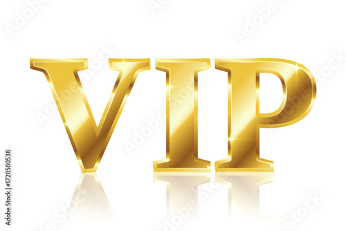 Elegant Golden VIP Text on White Background. Very important person - VIP gold icon. eps 10 vector
