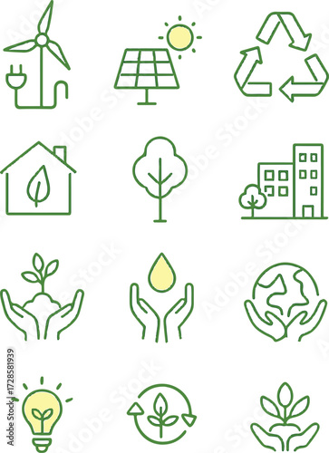 ecology icons set