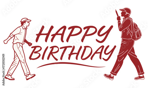 Stylish Red Brush Script Happy Birthday Greeting Card – Modern Festive Typography Design