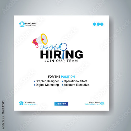 We are hiring job vacancy social media post and web banner template
