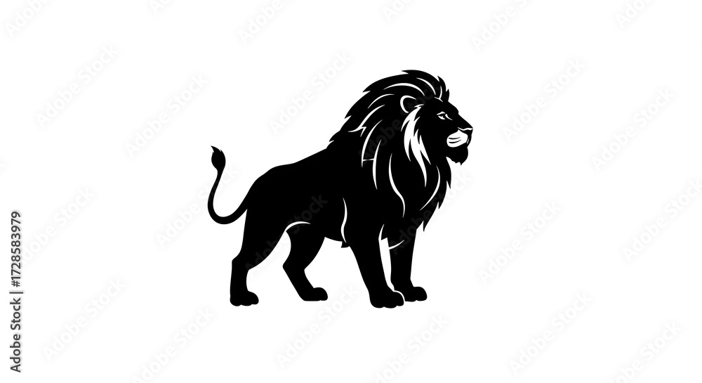 Fototapeta premium Powerful black lion silhouette