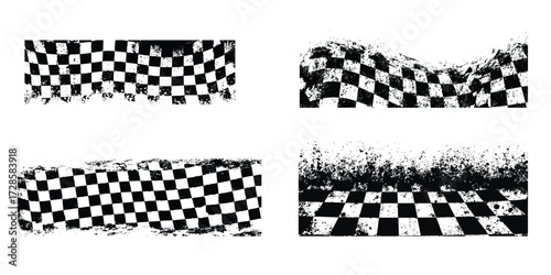 Racing flag vector with motorsport checkered flag vector illustration, racing banner illustration, speed and competition icons, car race flag clipart
