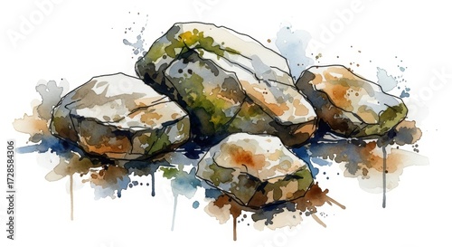 watercolor rock