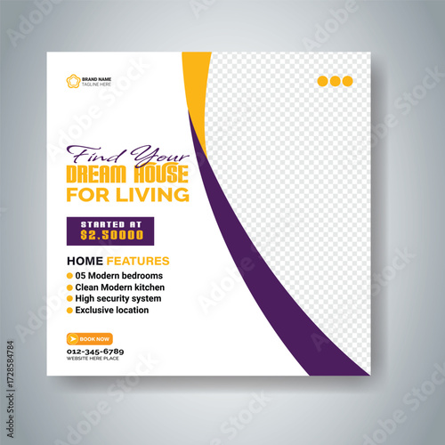 Real estate house property post or social media post banner template
