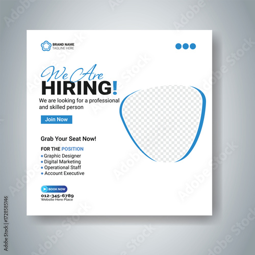 We are hiring job vacancy social media post and web banner template
