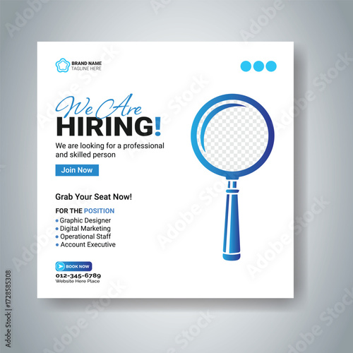 We are hiring job vacancy social media post and web banner template
