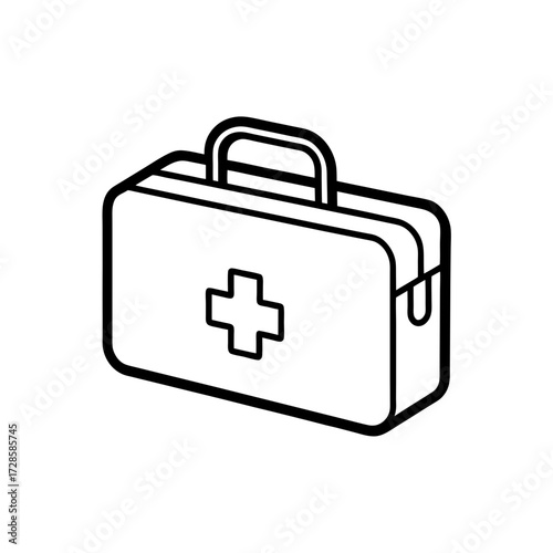 Outlined first aid kit on transparent background