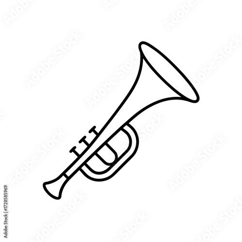 Outline drawing of trumpet on transparent background