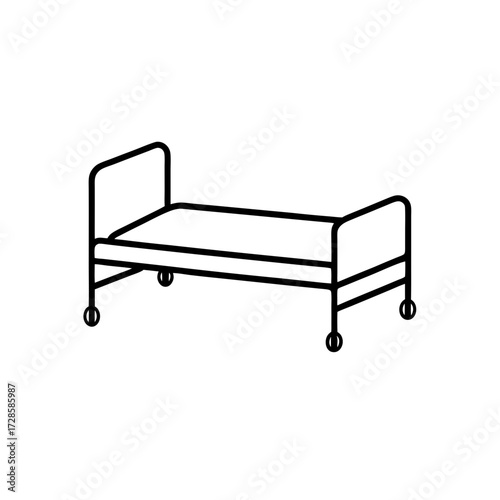 Hospital bed simple line on transparent background