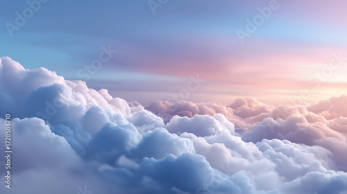 Cloudscape with soft pastel sky and negative space
