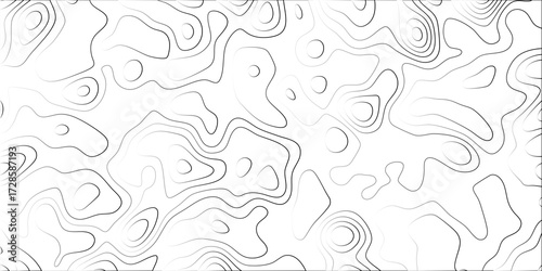 Organic contour line pattern with smooth black curves on a white background vector illustration for abstract and natural design concepts