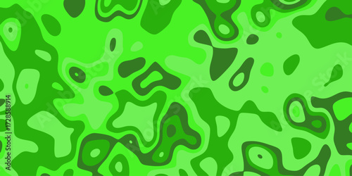 Vivid Abstract Organic Shapes Pattern in Multiple Shades of Bright Green and Dark Green Liquid Flowing Background Design