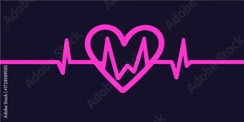 Red medical heartbeat graph with a pulse and an EKG on a monitor, illustrating the rhythm of a cardiac rate and the line of life