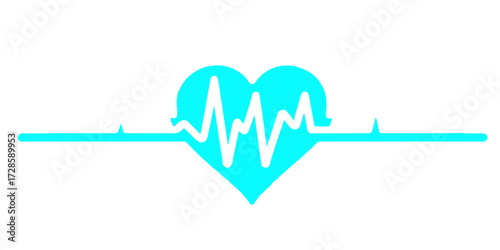 Medical graph displaying a continuous heartbeat pulse line creating a heart symbol