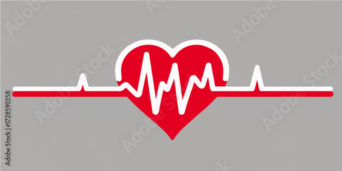 A healthy heartbeat pulse is displayed on a medical cardiogram line, symbolizing life and love