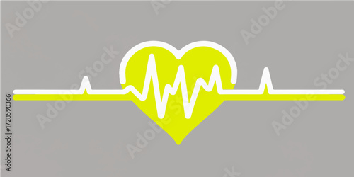 A blue medical heartbeat line on a monitor forms a healthy heart graphic illustrating health technology and a strong pulse