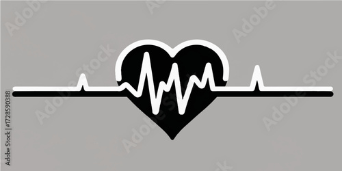 Medical cardiogram graph heartbeat pulse on a healthy heart vector illustration background