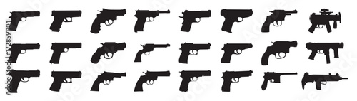 guns silhouette set vector illustration