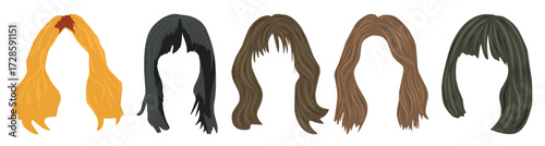  hair of different colors vector illustration in flat vector illustration