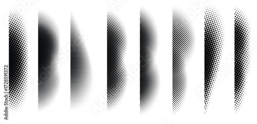 halftone shadow set black dotted gradient stripe vector illustration