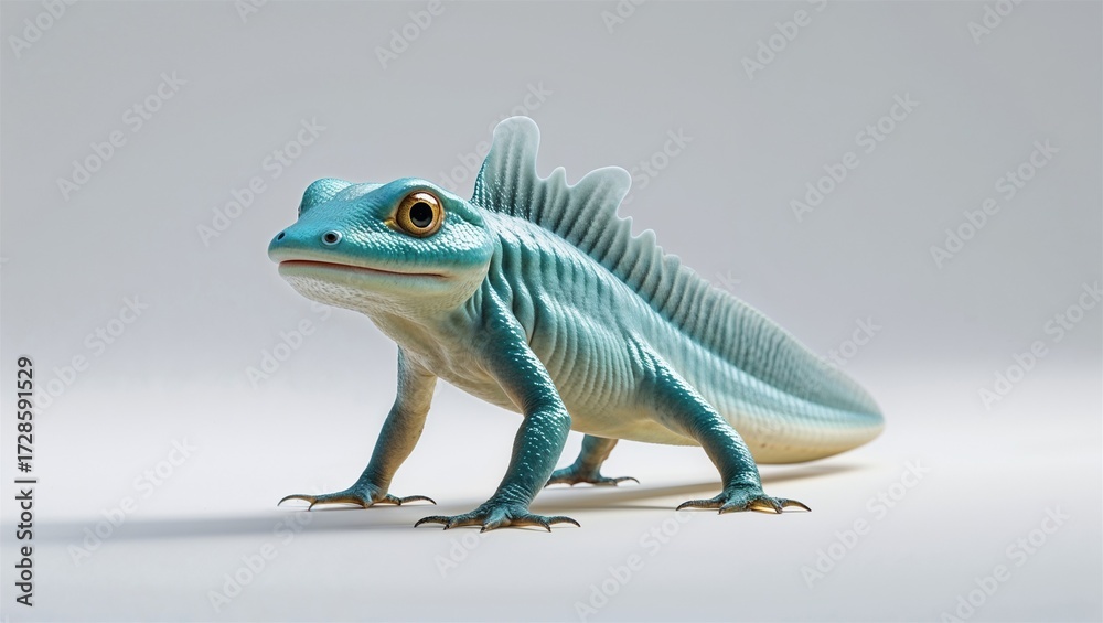 Obraz premium Full-body pygmy angelfish swimming with fins out, side view isolated on white