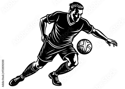 Footballer Dribbling Silhouette, Sports and Fitness SVG, PNG