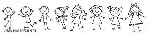 group of funny kids girls and boys friendship concept