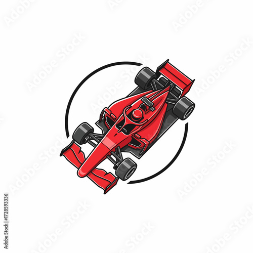 A dynamic illustration showcases a vibrant red Formula 1 race car, perfectly capturing the thrilling speed and intense competition of professional motorsport.