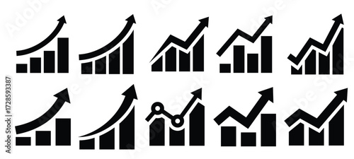 Growing graphic chart icon set design element suitable for websites, print design or app vector