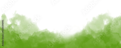Green dust smoke cloud overlay isolated on transparent and white background. Green smog and dust explosion rising. Design elements for Compositing, cutout
