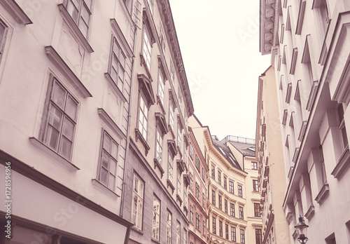 Photography Old buildings in the center of Vienna, color toning applied, Austria