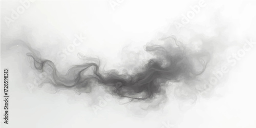 Wispy white smoke clouds dance on a dark black background, creating an abstract, ethereal texture of light and mist