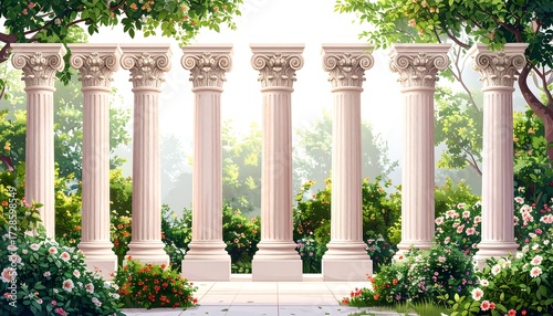 Classical garden with columns