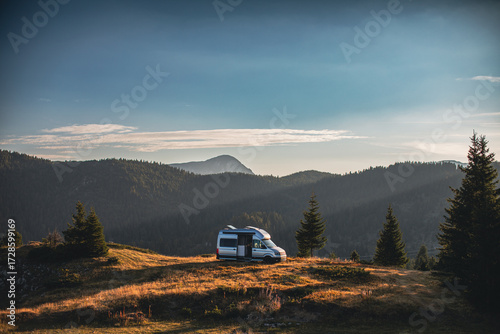 Wild camping in the mountains with a van