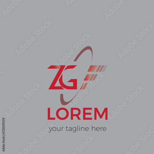 ZG initials logo Minimalist design with letters decorated with abstract elliptical rings.
