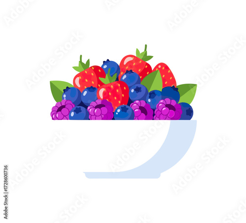 Colorful berry bowl illustration