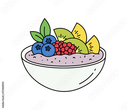 Colorful fruit bowl dish illustration