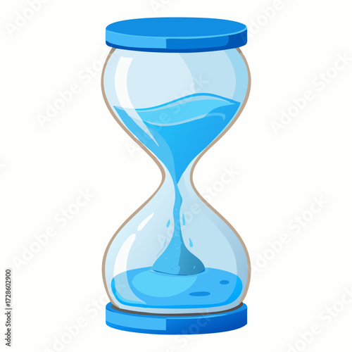 Water Hourglass Illustration. Conceptual Time and Flow Design. Abstract hourglass shape made of water droplets, time concept. Hourglass in water time concept.