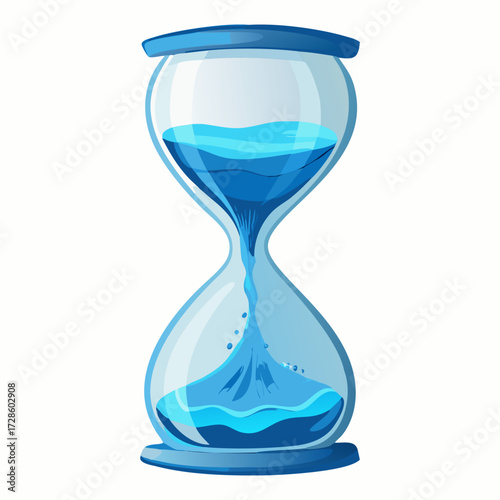 Water Hourglass Illustration. Conceptual Time and Flow Design. Abstract hourglass shape made of water droplets, time concept. Hourglass in water time concept.