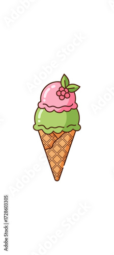 Double scoop ice cream cone illustration